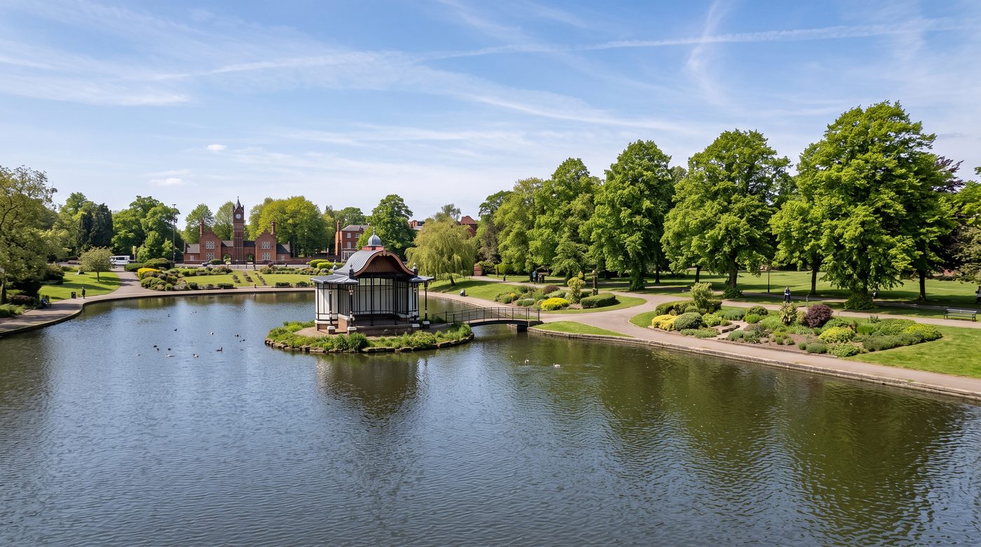 Walsall town centre and the Arboretum